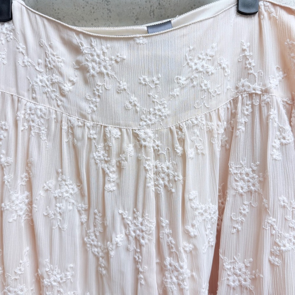 Liz Claiborne Collection 14 NWT Beige Floral‎ Embroidered Boho Summer Long Skirt - Picture 5 of 13